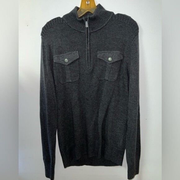 Men’s Apt. 9 Sweater | Size Medium | Gray Quarter-Zip Pullover - Picture 1 of 3